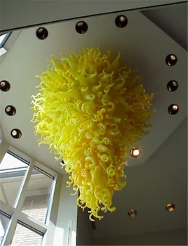 קישוטי בית נברשות הטרקלין הסיטוניים הסלון צהוב זכוכית מנופחת תליון אור