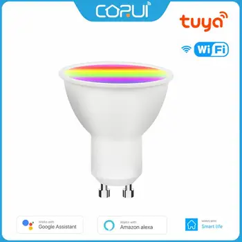 CORUI Tuya חכם WIFI הנורה 7/9W GU10 המנורה RGBCW ניתן לעמעום אור הזרקורים חכם החיים שליטה מרחוק תמיכה אלקסה הבית של Google
