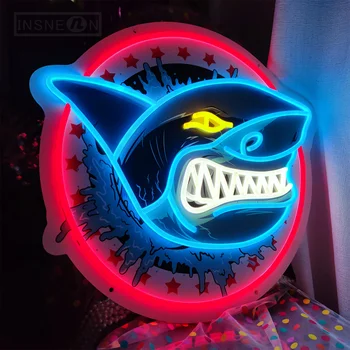 כריש ניאון שלט LED שלטי ניאון מותאם אישית משחקים קישוט החדר שלט חדר קיר עיצוב המסיבה גיימר מתנות שלטי ניאון אורות ליל